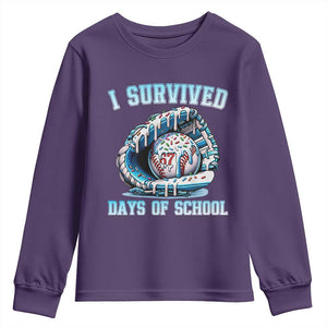 I Survived 67 Days Of School Baseball Glove Ice Cream Youth Sweatshirt Funny Christmas Six Seven Meme TS14 Purple Print Your Wear