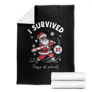 I Survived 67 Days Of School Baseball Santa Throw Blanket Funny Christmas Six Seven Meme TS14 Black Print Your Wear