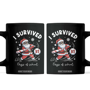 I Survived 67 Days Of School Baseball Santa Coffee Mug Funny Christmas Six Seven Meme TS14 Black Print Your Wear
