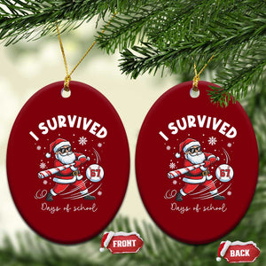 I Survived 67 Days Of School Baseball Santa Ceramic Ornament Funny Christmas Six Seven Meme TS14 Print Your Wear