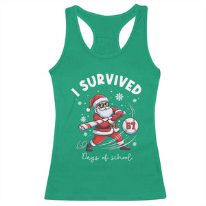 I Survived 67 Days Of School Baseball Santa Racerback Tank Top Funny Christmas Six Seven Meme TS14 Irish Green Print Your Wear