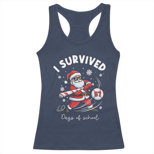 I Survived 67 Days Of School Baseball Santa Racerback Tank Top Funny Christmas Six Seven Meme TS14 Navy Print Your Wear