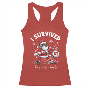 I Survived 67 Days Of School Baseball Santa Racerback Tank Top Funny Christmas Six Seven Meme TS14 Red Print Your Wear