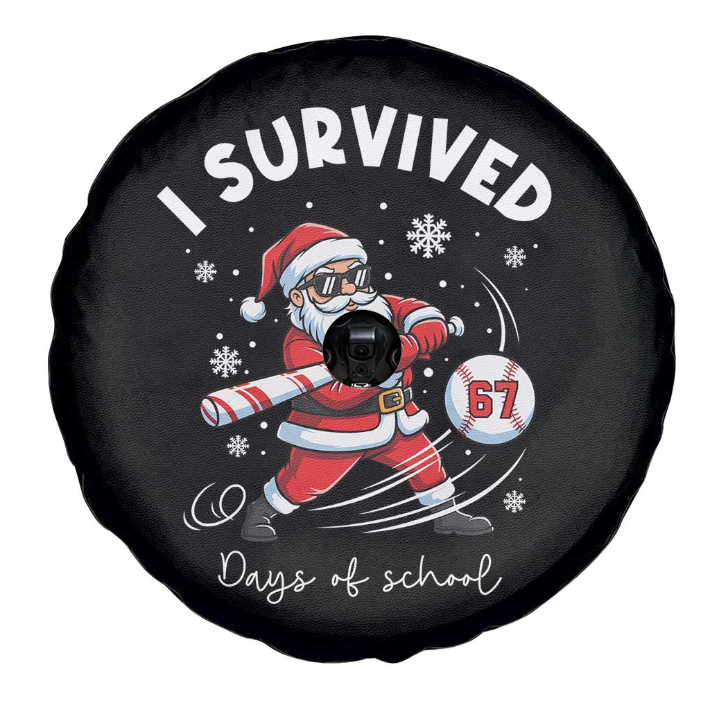 I Survived 67 Days Of School Baseball Santa Spare Tire Cover Funny Christmas Six Seven Meme TS14 Print Your Wear