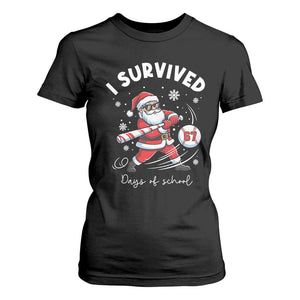 I Survived 67 Days Of School Baseball Santa T Shirt For Women Funny Christmas Six Seven Meme TS14 Black Print Your Wear