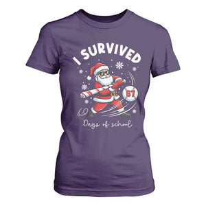 I Survived 67 Days Of School Baseball Santa T Shirt For Women Funny Christmas Six Seven Meme TS14 Purple Print Your Wear
