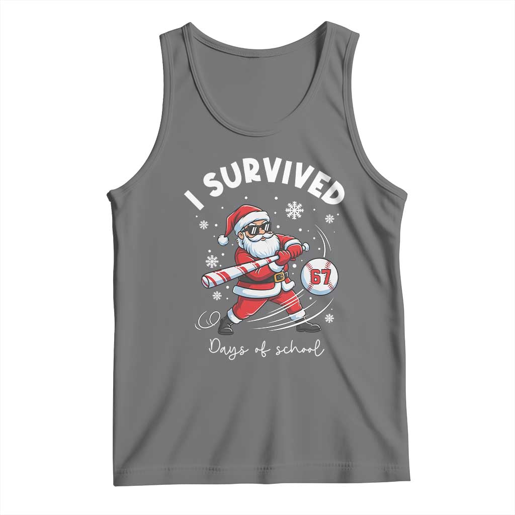 I Survived 67 Days Of School Baseball Santa Tank Top Funny Christmas Six Seven Meme TS14 Black Heather Print Your Wear