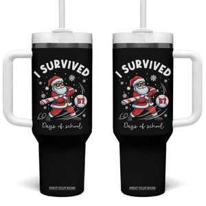 I Survived 67 Days Of School Baseball Santa Tumbler With Handle Funny Christmas Six Seven Meme TS14 One Size: 40 oz Black Print Your Wear