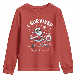 I Survived 67 Days Of School Baseball Santa Youth Sweatshirt Funny Christmas Six Seven Meme TS14 Red Print Your Wear