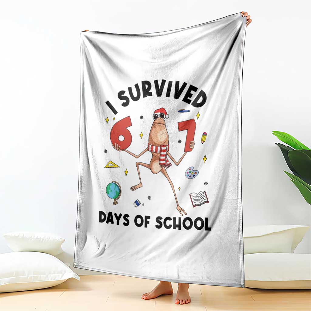Marcus The Worm 67 Days of School Throw Blanket I Survived Funny Six Seven Meme Christmas Vibe TS14 Print Your Wear