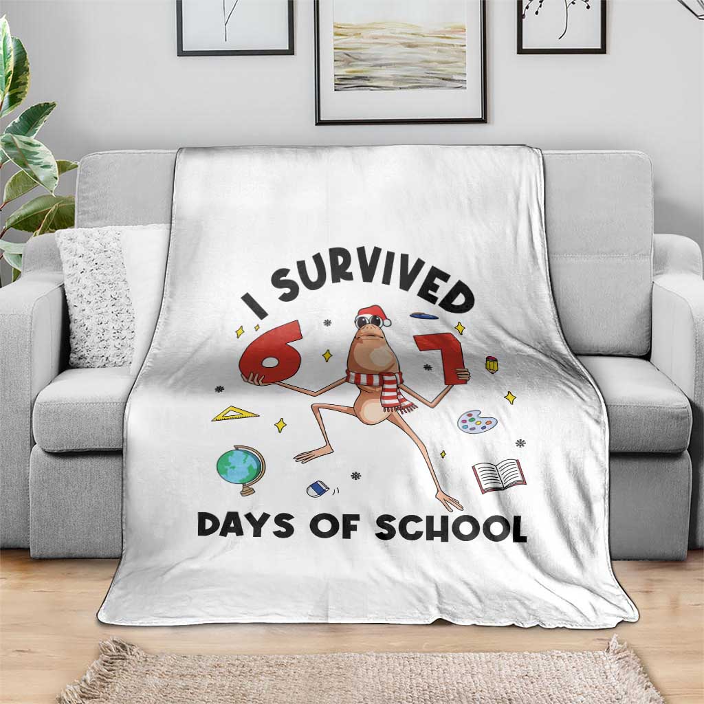 Marcus The Worm 67 Days of School Throw Blanket I Survived Funny Six Seven Meme Christmas Vibe TS14 Print Your Wear