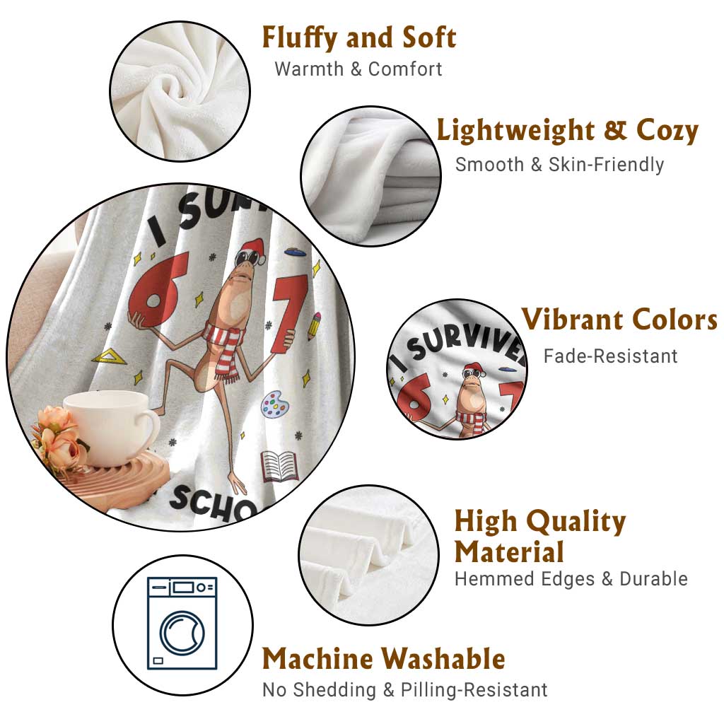 Marcus The Worm 67 Days of School Throw Blanket I Survived Funny Six Seven Meme Christmas Vibe TS14 Print Your Wear