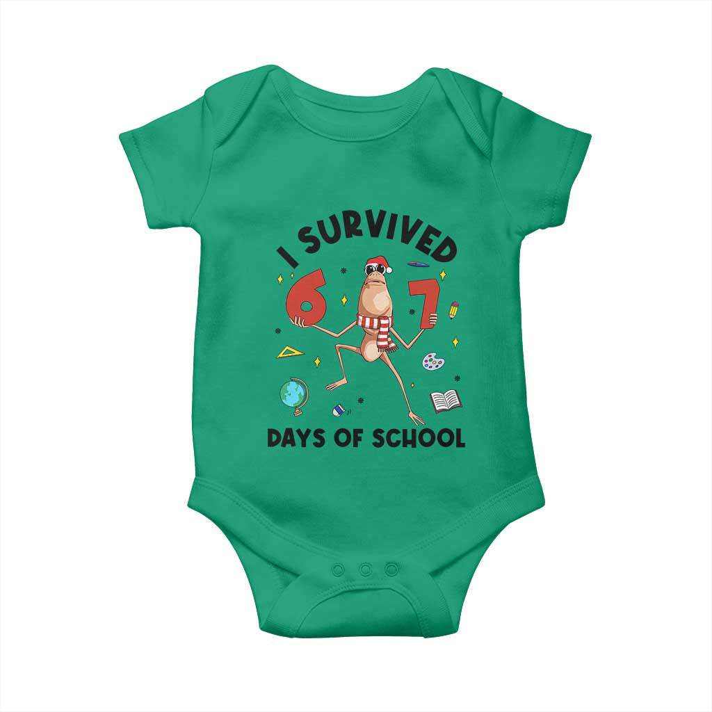 Marcus The Worm 67 Days of School Baby Onesie I Survived Funny Six Seven Meme Christmas Vibe TS14 Irish Green Print Your Wear