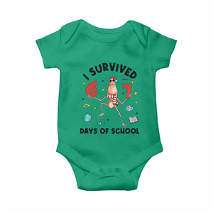 Marcus The Worm 67 Days of School Baby Onesie I Survived Funny Six Seven Meme Christmas Vibe TS14 Irish Green Print Your Wear