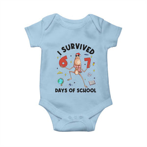 Marcus The Worm 67 Days of School Baby Onesie I Survived Funny Six Seven Meme Christmas Vibe TS14 Light Blue Print Your Wear