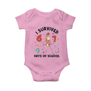 Marcus The Worm 67 Days of School Baby Onesie I Survived Funny Six Seven Meme Christmas Vibe TS14 Light Pink Print Your Wear