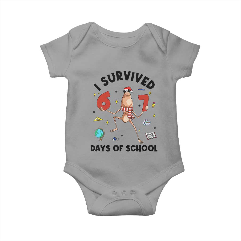Marcus The Worm 67 Days of School Baby Onesie I Survived Funny Six Seven Meme Christmas Vibe TS14 Sport Gray Print Your Wear