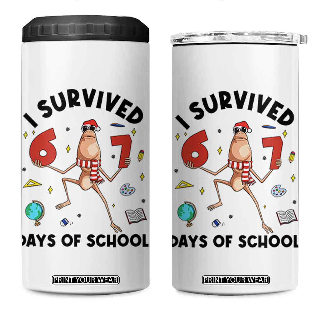 Marcus The Worm 67 Days of School 4 in 1 Can Cooler Tumbler I Survived Funny Six Seven Meme Christmas Vibe - Print Your Wear