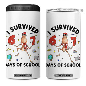 Marcus The Worm 67 Days of School 4 in 1 Can Cooler Tumbler I Survived Funny Six Seven Meme Christmas Vibe - Print Your Wear