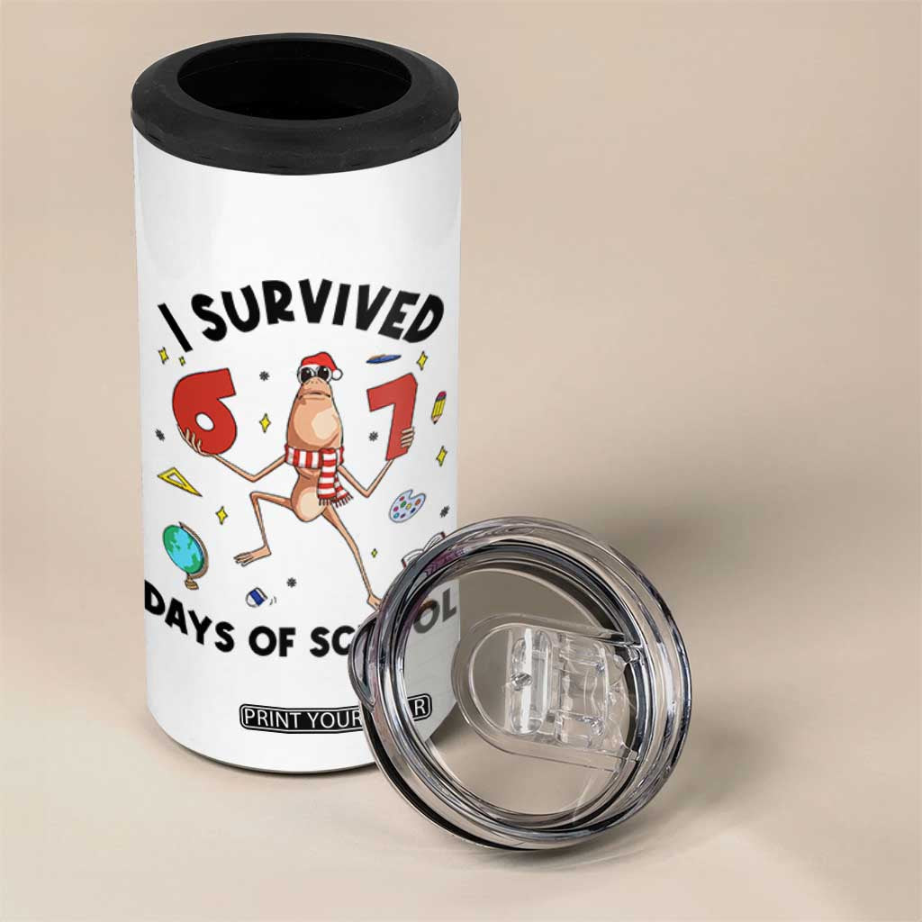 Marcus The Worm 67 Days of School 4 in 1 Can Cooler Tumbler I Survived Funny Six Seven Meme Christmas Vibe TS14 Print Your Wear