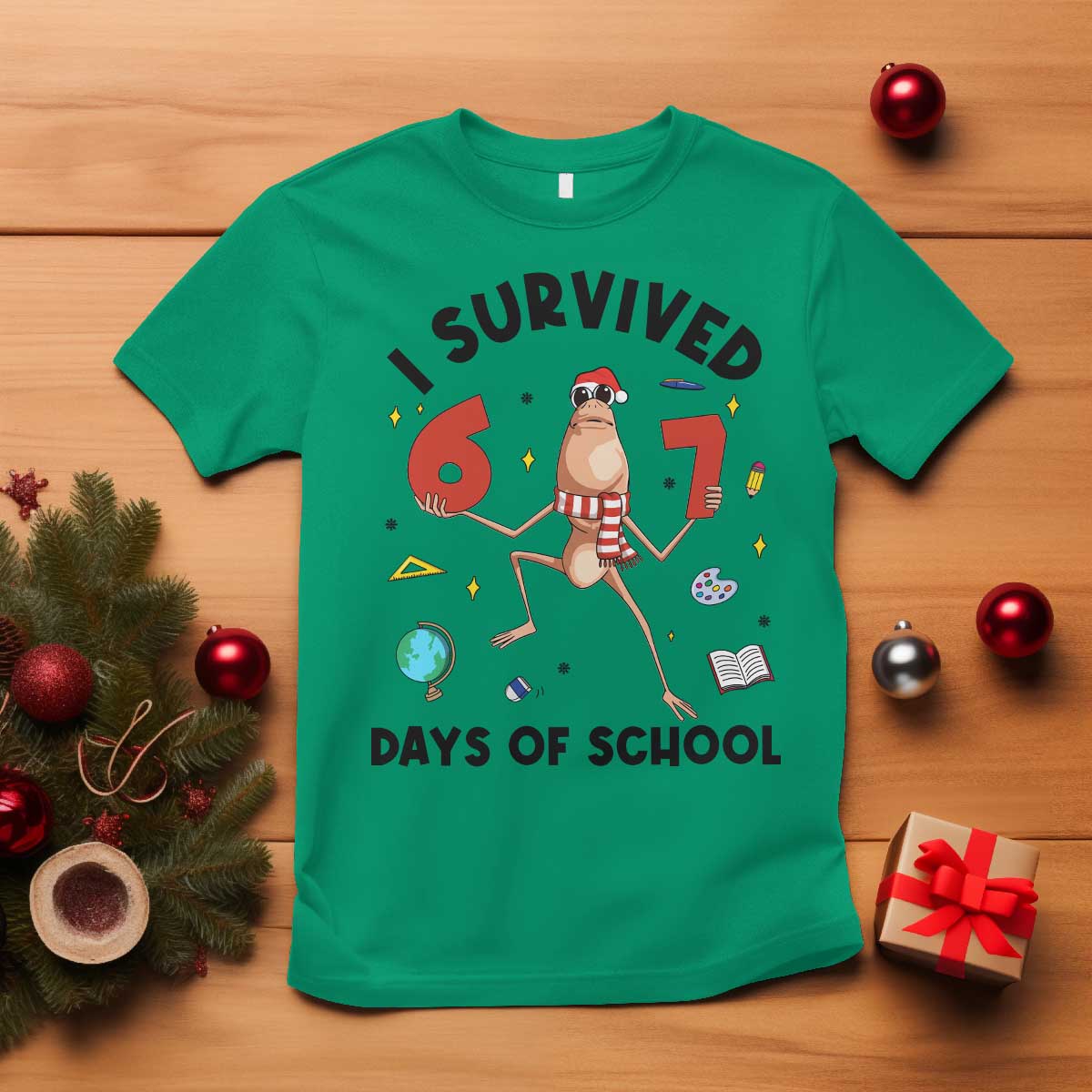 Marcus The Worm 67 Days of School T Shirt I Survived Funny Six Seven Meme Christmas Vibe TS14 Irish Green Print Your Wear