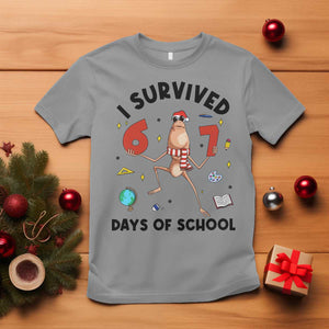 Marcus The Worm 67 Days of School T Shirt I Survived Funny Six Seven Meme Christmas Vibe TS14 Sport Gray Print Your Wear