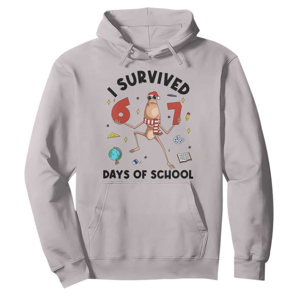 Marcus The Worm 67 Days of School Hoodie I Survived Funny Six Seven Meme Christmas Vibe TS14 Ice Gray Print Your Wear