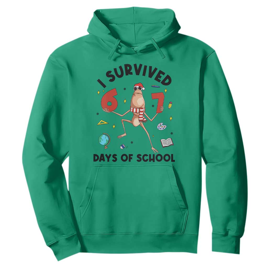 Marcus The Worm 67 Days of School Hoodie I Survived Funny Six Seven Meme Christmas Vibe TS14 Irish Green Print Your Wear