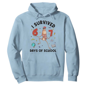 Marcus The Worm 67 Days of School Hoodie I Survived Funny Six Seven Meme Christmas Vibe TS14 Light Blue Print Your Wear