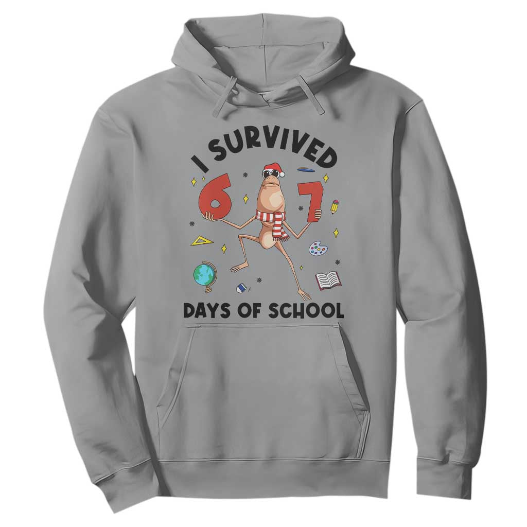 Marcus The Worm 67 Days of School Hoodie I Survived Funny Six Seven Meme Christmas Vibe TS14 Sport Gray Print Your Wear