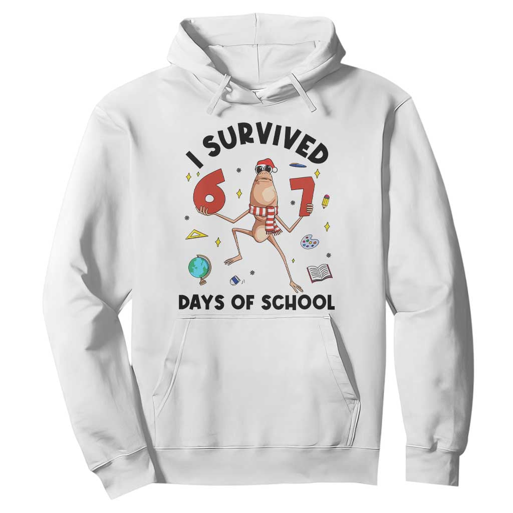 Marcus The Worm 67 Days of School Hoodie I Survived Funny Six Seven Meme Christmas Vibe TS14 White Print Your Wear