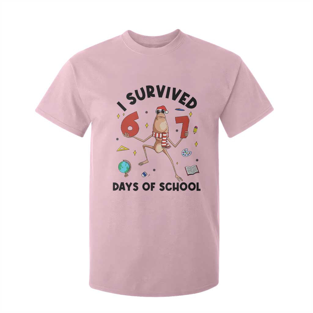 Marcus The Worm 67 Days of School T Shirt For Kid I Survived Funny Six Seven Meme Christmas Vibe TS14 Light Pink Print Your Wear
