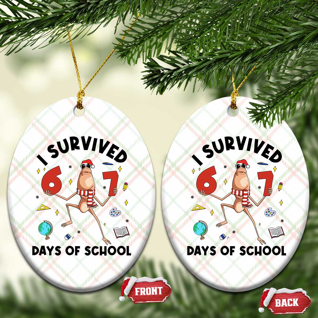 Marcus The Worm 67 Days of School Ceramic Ornament I Survived Funny Six Seven Meme Christmas Vibe TS14 Print Your Wear