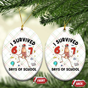 Marcus The Worm 67 Days of School Ceramic Ornament I Survived Funny Six Seven Meme Christmas Vibe TS14 Print Your Wear