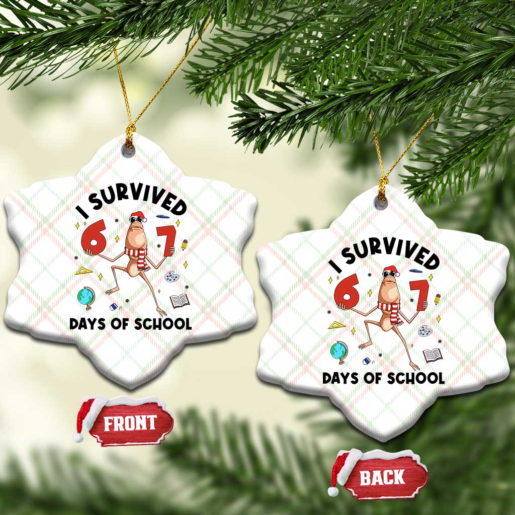 Marcus The Worm 67 Days of School Ceramic Ornament I Survived Funny Six Seven Meme Christmas Vibe TS14 Print Your Wear
