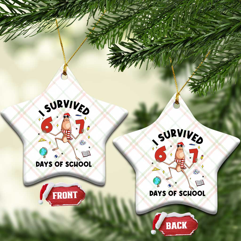 Marcus The Worm 67 Days of School Ceramic Ornament I Survived Funny Six Seven Meme Christmas Vibe TS14 Print Your Wear