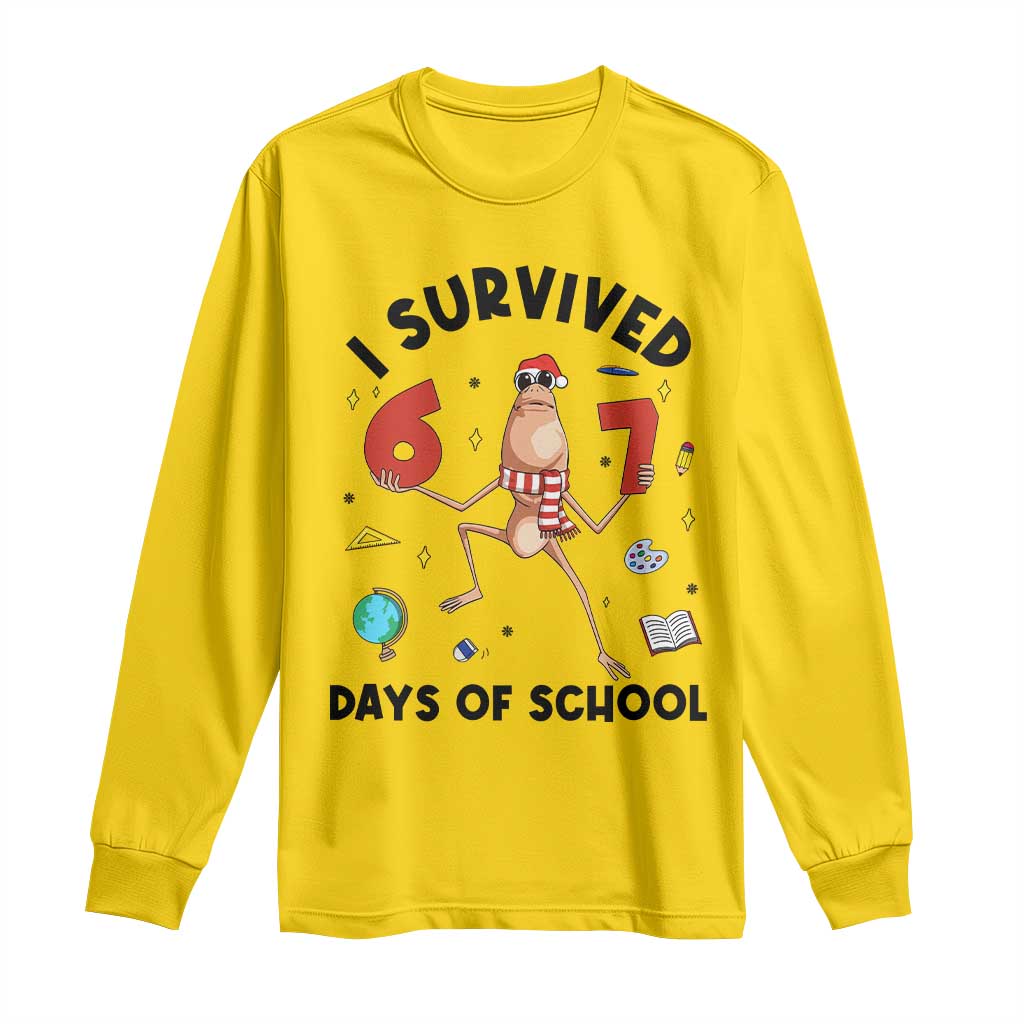 Marcus The Worm 67 Days of School Long Sleeve Shirt I Survived Funny Six Seven Meme Christmas Vibe TS14 Daisy Print Your Wear