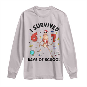 Marcus The Worm 67 Days of School Long Sleeve Shirt I Survived Funny Six Seven Meme Christmas Vibe TS14 Ice Gray Print Your Wear
