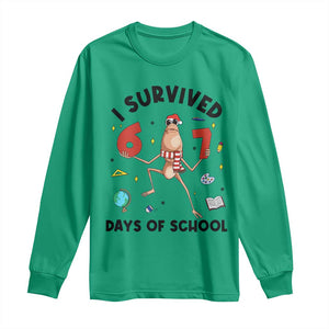 Marcus The Worm 67 Days of School Long Sleeve Shirt I Survived Funny Six Seven Meme Christmas Vibe TS14 Irish Green Print Your Wear