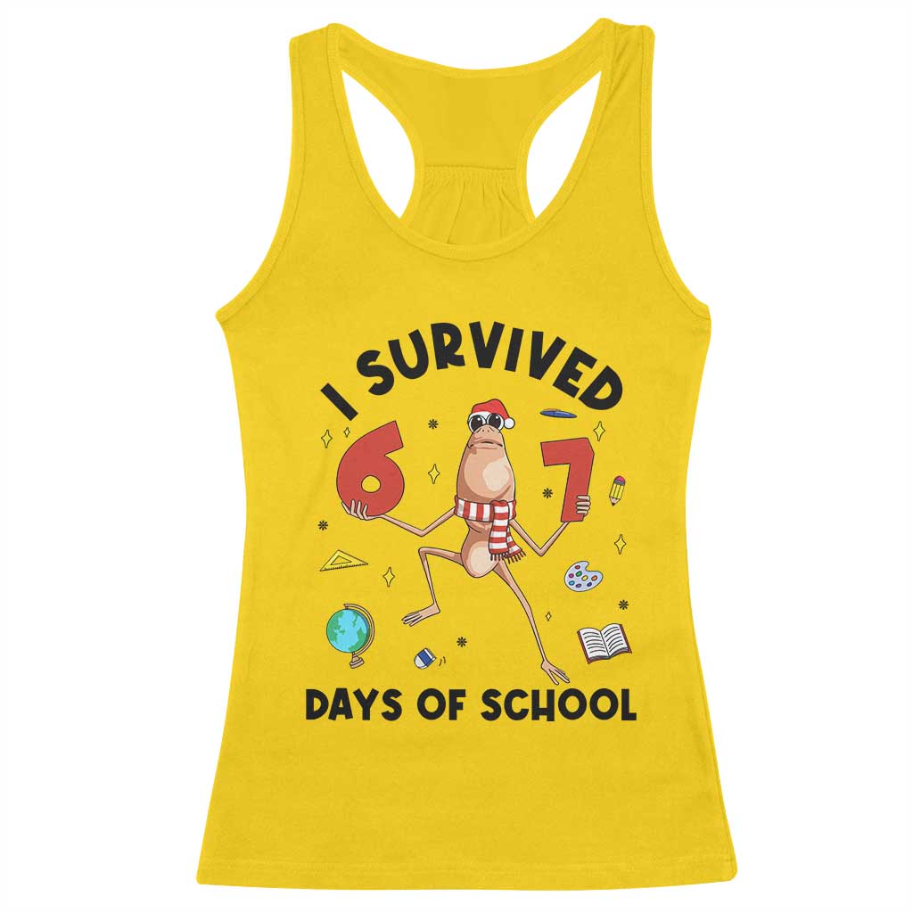 Marcus The Worm 67 Days of School Racerback Tank Top I Survived Funny Six Seven Meme Christmas Vibe TS14 Daisy Print Your Wear