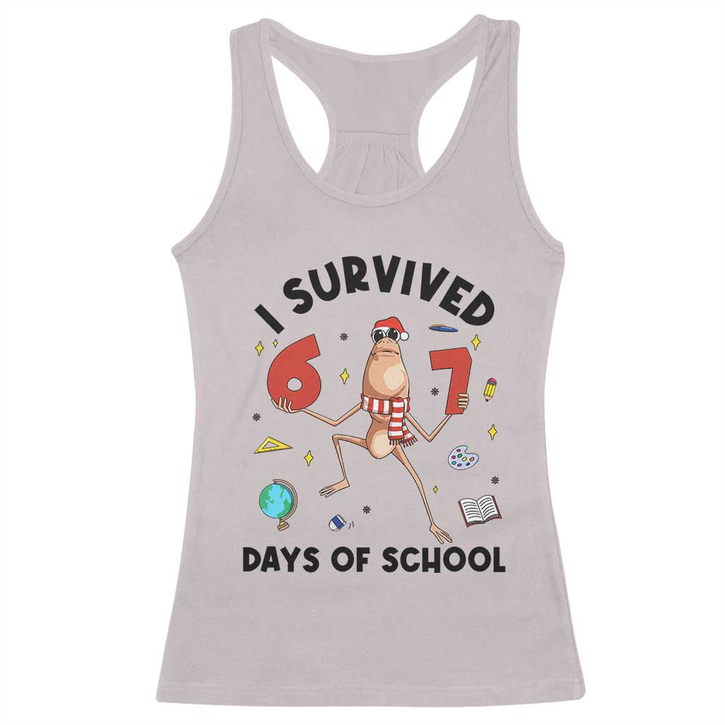 Marcus The Worm 67 Days of School Racerback Tank Top I Survived Funny Six Seven Meme Christmas Vibe TS14 Ice Gray Print Your Wear