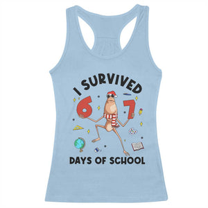 Marcus The Worm 67 Days of School Racerback Tank Top I Survived Funny Six Seven Meme Christmas Vibe TS14 Light Blue Print Your Wear
