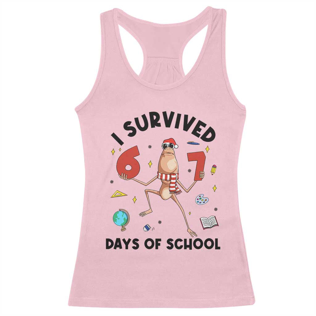 Marcus The Worm 67 Days of School Racerback Tank Top I Survived Funny Six Seven Meme Christmas Vibe TS14 Light Pink Print Your Wear