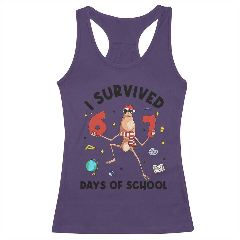 Marcus The Worm 67 Days of School Racerback Tank Top I Survived Funny Six Seven Meme Christmas Vibe TS14 Purple Print Your Wear