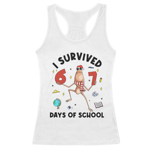 Marcus The Worm 67 Days of School Racerback Tank Top I Survived Funny Six Seven Meme Christmas Vibe TS14 White Print Your Wear