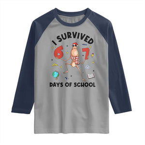 Marcus The Worm 67 Days of School Raglan Shirt I Survived Funny Six Seven Meme Christmas Vibe TS14 Sport Gray Navy Print Your Wear