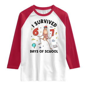 Marcus The Worm 67 Days of School Raglan Shirt I Survived Funny Six Seven Meme Christmas Vibe TS14 White Red Print Your Wear