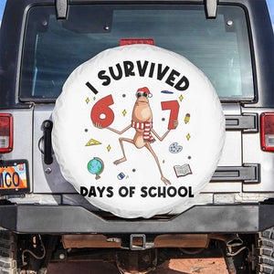 Marcus The Worm 67 Days of School Spare Tire Cover I Survived Funny Six Seven Meme Christmas Vibe TS14 No hole White Print Your Wear