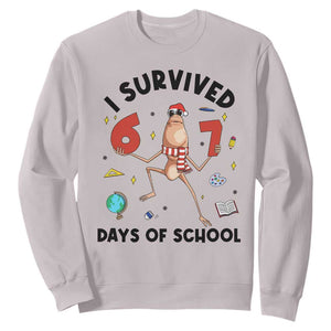 Marcus The Worm 67 Days of School Sweatshirt I Survived Funny Six Seven Meme Christmas Vibe TS14 Ice Gray Print Your Wear