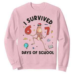 Marcus The Worm 67 Days of School Sweatshirt I Survived Funny Six Seven Meme Christmas Vibe TS14 Light Pink Print Your Wear